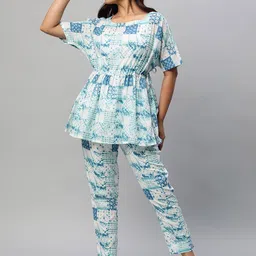 KAMI KUBI Abstract Printed Pure Cotton Top With Trouser-21