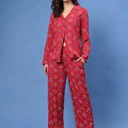 plusS Red & Blue Ethnic Motifs Printed Shirt & Trouser-6