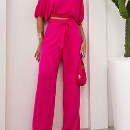 LULU & SKY Cinched-Hem Top With Knot-Tie Trousers Co-Ords-image-46