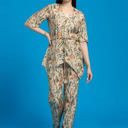 OCTICS Floral Printed Top & Trousers Co-Ordd-picture-37
