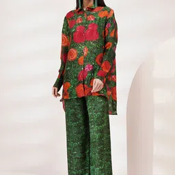 Breathe by Aakanksha Singh Floral Printed Shirt Collar Shirt With Trousers-picture-35