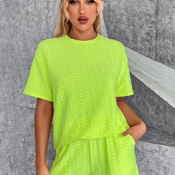 LULU & SKY Self Design Round Neck Top & Shorts-picture-20