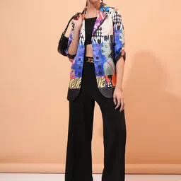 Tokyo Talkies Printed Blazer Top With Trousers Co-Ords-picture-7