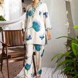 Sangria Floral Printed Pure Cotton Top & Trouser-image-56