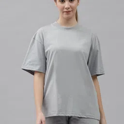 GRIFFEL Round Neck Pure Cotton Oversized Fit T-Shirt & Shorts-image-3