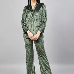 Orchid Blues Velvet Shawl collar Blazer With Flared Trousers Co-Ords-picture-43