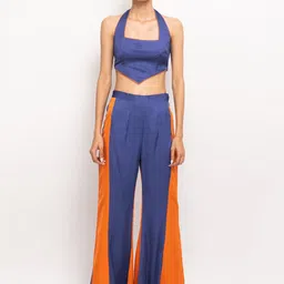 Neora Halter Neck Sleeveless Top With Flared Palazzos-image-60