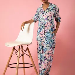 Urban Sundari Floral Printed Shirt Collar Neck Shirt & Flared Trouser-picture-32