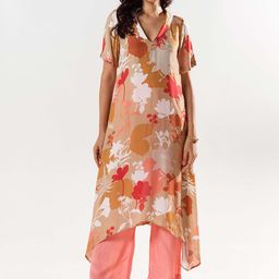 AROOP INDIA Printed Cotton Blend V-Neck Tunic With Palazzos Co-Ords-image-28