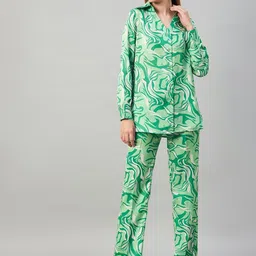 Chemistry Abstract Printed Shirt Collar Shirt & Trousers-picture-54