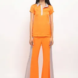 Neora Colorblocked Shirt Collar Tunic With Palazzo-image-30