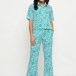 Fashfun Printed Shirt Collar Shirt & Trousers-53