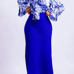 LULU & SKY Printed High Neck Top With Skirt Co-Ords-13