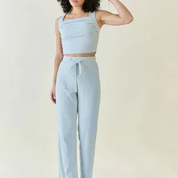 aayu Square Neck Crop Top With Trousers-image-36