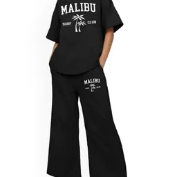 My Swag Printed Round Neck T-Shirt With Trousers Co-Ords Set-56