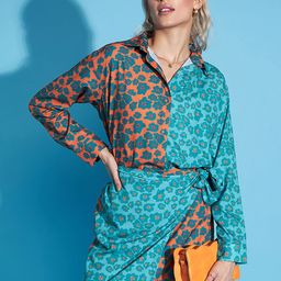 SASSAFRAS Floral Printed Shirt With Wrap Skirt-image-55