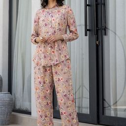 KALINI Floral Printed Long Sleeves Shirt & Trouser-image-72