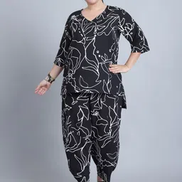 Baawri Printed V-Neck Top With Trousers-image-57