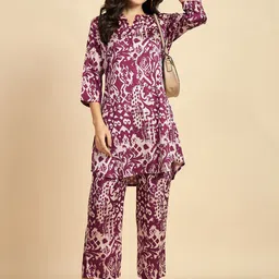 Azira Abstract Printed Mandarin Collar Tunic with Trousers-image-26