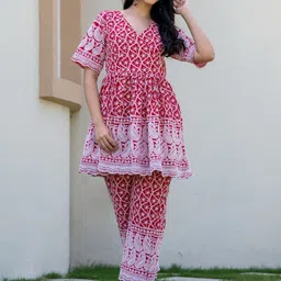 HOUSE OF JAMOTI Embroidered Chikankari Pure Cotton Tunic & Trouser-picture-48