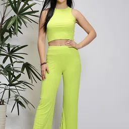 Sera Basics Self Design Round Neck Sleeveless Top & Palazzos-picture-22