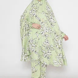 SANASH Collections Printed Hooded Abaya Style Co-Ords-image-4