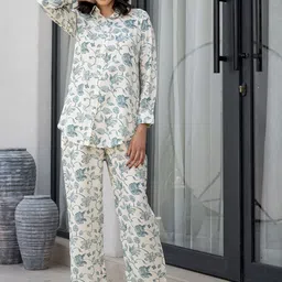 Divena Floral Printed Spread Collar Shirt With Trousers-image-50