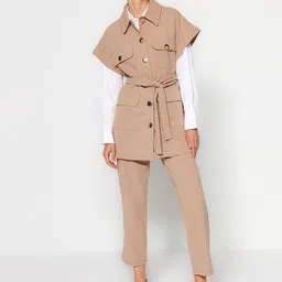 Trendyol Shirt Collar Longline Coat With Trousers-image-50