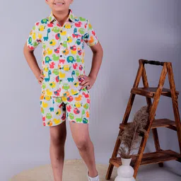 UNBIND Boys Printed Pure Cotton Shirt with Shorts-image-47