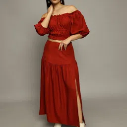 The Roadster Off Shoulder Crop Top And Skirt-picture-39
