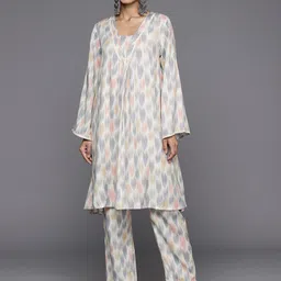 Varanga Woven-Design V-Neck Tunic With Trouser Co-Ords-16