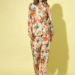 SEPHANI Floral Printed Pure Cotton Shirt With Trousers Co-Ords-picture-14