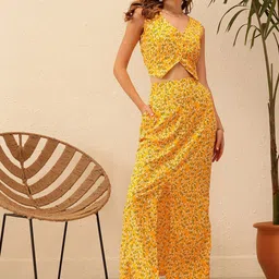 STREET 9 Floral Printed V-Neck Top With Skirts-image-91
