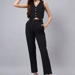 Chemistry V-Neck Crop Top With Trouser-image-85