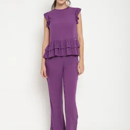 Beatnik Flared Sleeves Ruffled Top With Trouser-picture-12