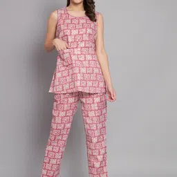 KALINI Printed Pure Cotton Top With Trouser-image-96