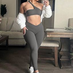 LULU & SKY One-Shoulder Neck Sports Top & Jeggings Co-Ords-image-33