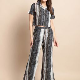 Claura Black & White Striped Shirt With Trousers-picture-36
