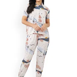 ESTERIA Printed Shirt With Joggers Co-Ords-picture-52