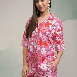 Tokyo Talkies Printed Shirt Collar Neck Shirt With Shorts Co-Ords-image-13