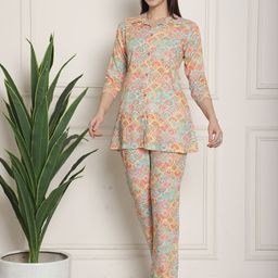 KALINI Printed Pure Cotton Tunic With Trouser-picture-3