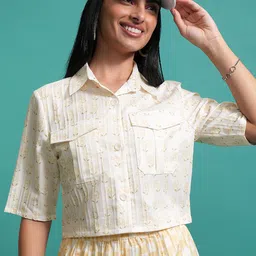 Tokyo Talkies Floral Printed Shirt Collar Shirt With Shorts Co-Ords-picture-10