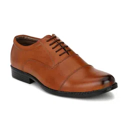 John Karsun Men Tan Brown Solid Synthetic Leather Formal Oxfords-image-85