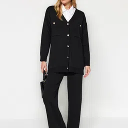 Trendyol V-Neck Coat With Trousers Acrylic Co-Ords-picture-33