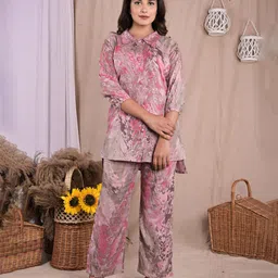 Advya Printed Shirt Collar Pure Cotton Tunic With Trousers-picture-28