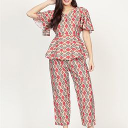 Chanting Blue Muslin Bell Sleeve Angrakha Top & Trousers-picture-36