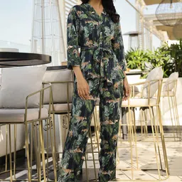 SANSKRUTIHOMES Printed V-Neck Pure Cotton Shirt With Trousers-image-21