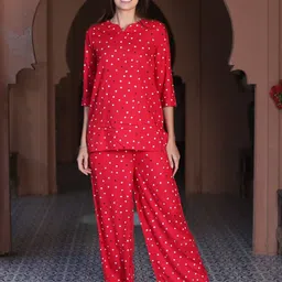 MAYSIXTY Polka Dots Printed Tunic With Trousers Co-Ords-picture-21