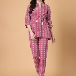 God BlessStriped Printed Tunic With Trousers Co-Ords-image-45