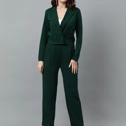 Kotty Green Notched Lapel Collar Blazer & Mid Rise Trouser-image-44